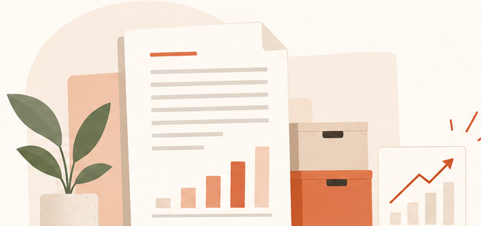 Decorative illustration of organised business documents