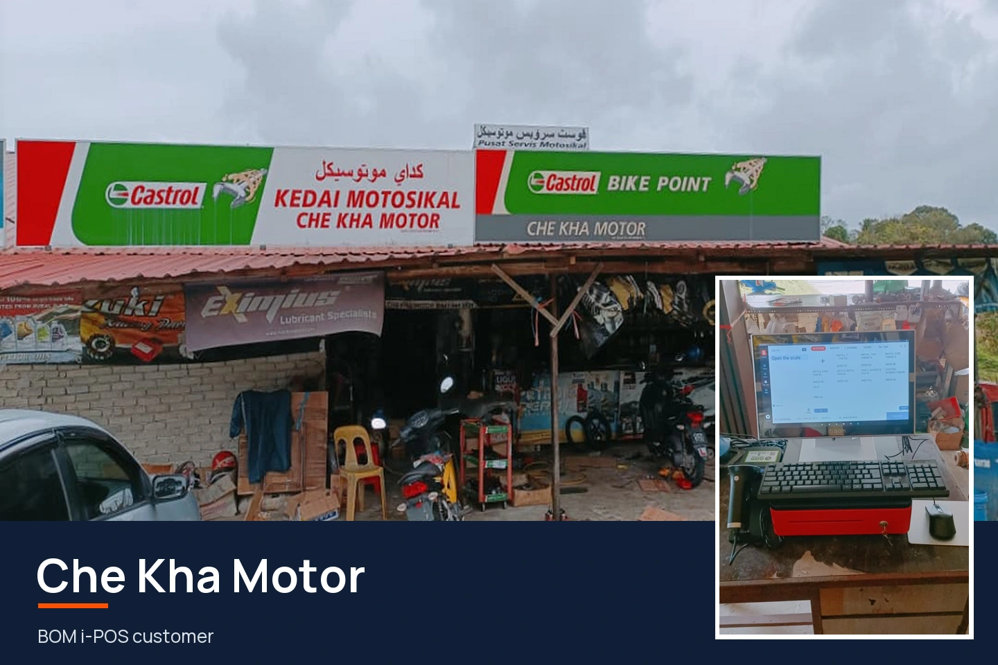 Che Kha Motor storefront and BOM i-POS setup.