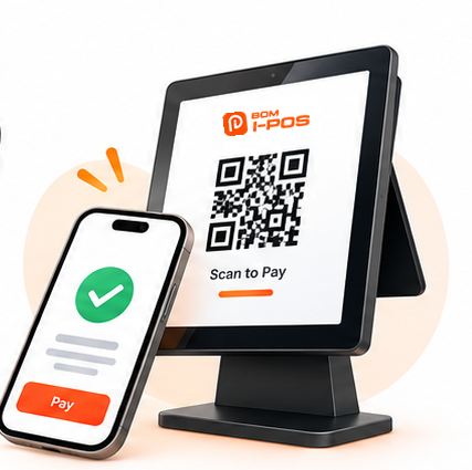 Customer making an e-wallet payment by QR code