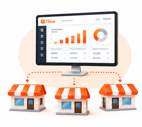 POS dashboard connected to multiple store outlets
