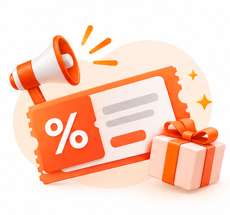 Promotional offer ticket and gift illustration