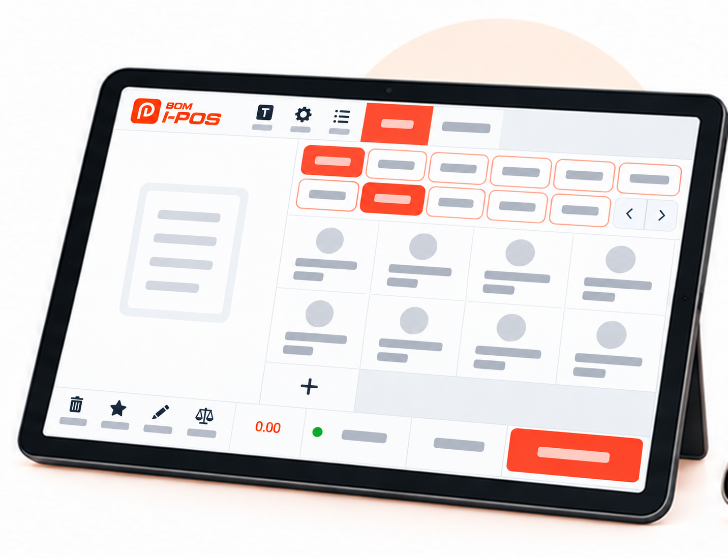 BOM i-POS ordering interface on a tablet