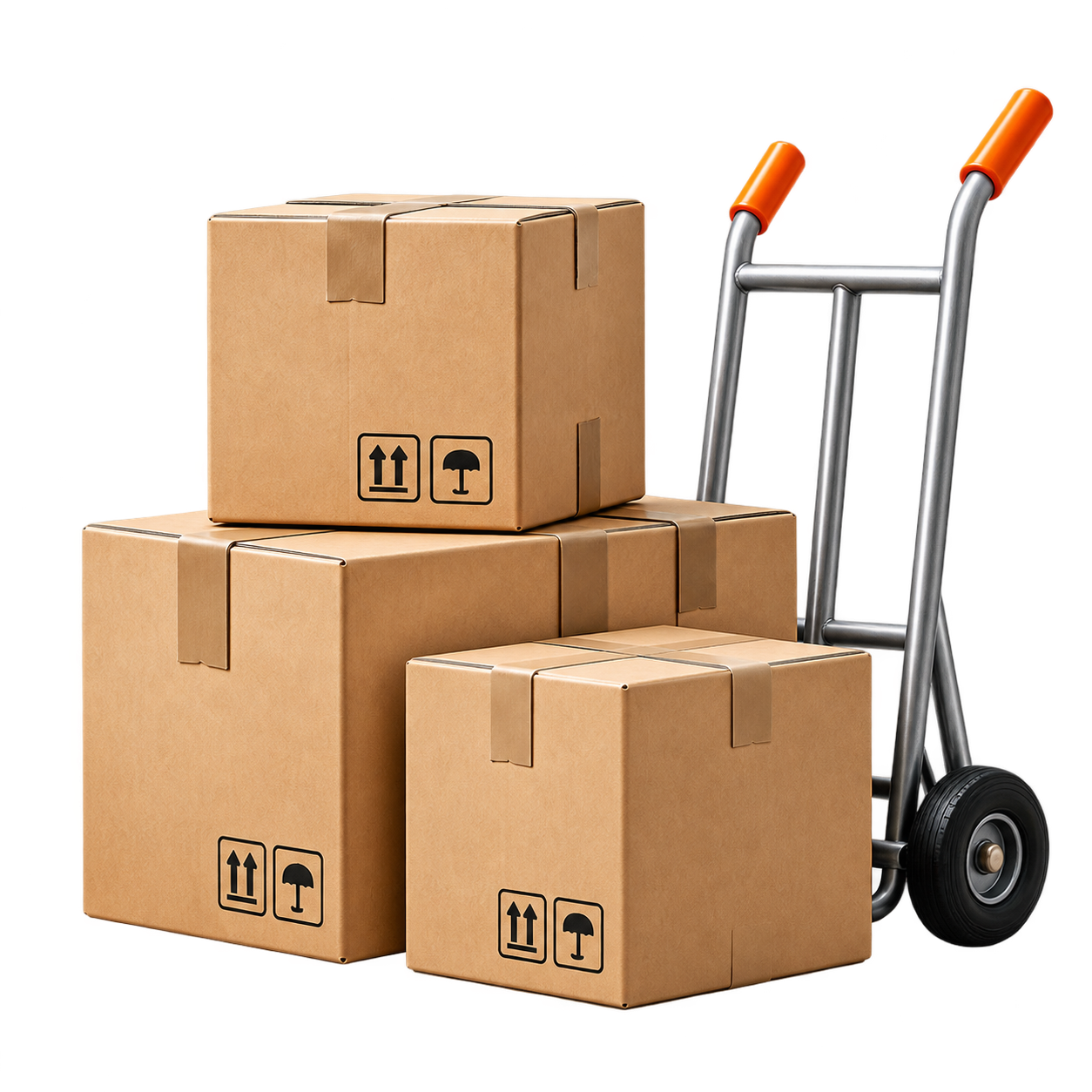 Boxes on a hand truck ready to be received as stock.